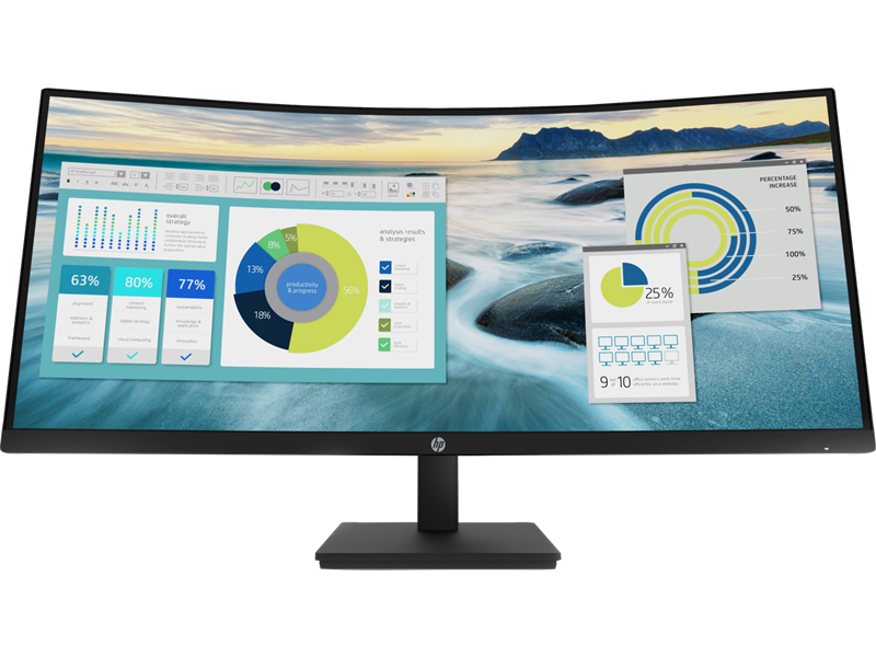 LCD HP P34hc G4 Curved Monitor (21Y56AA) | 34 inch WQHD | USB Type C | HDMI | DisplayPort | USB A 3.2 Gen 1 | 0922E